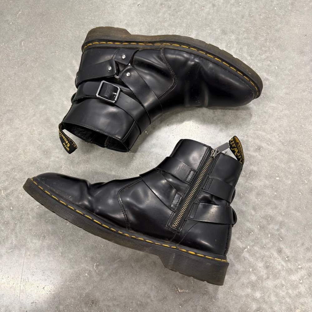 Dr. Martens Winch Black Leather Harness Biker Ankle Boots Mens 12 Zip Up